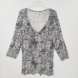 Merona Women's 3/4 Sleeve Pullover blouse Black/White Pattern Size 4X